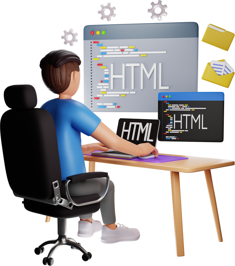 Html Developer 3D Character illustration