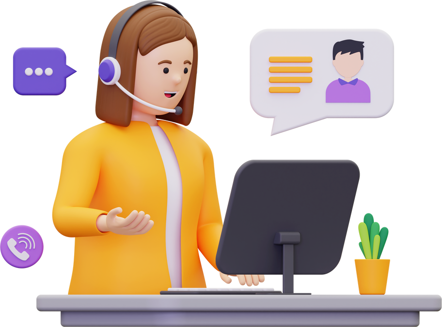 3d female customer care executive illustration